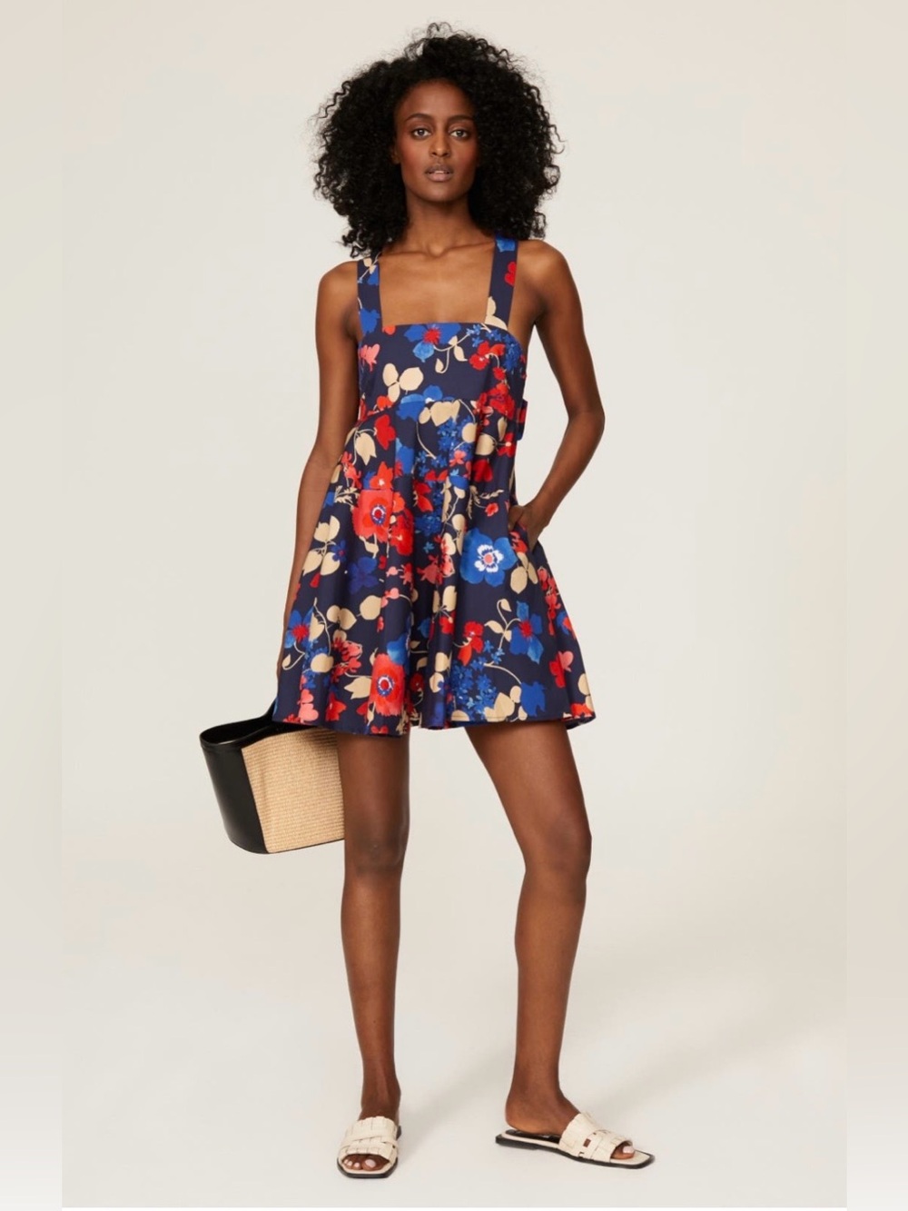 Peter Som~Navy Floral Sleeveless Square-Neck Mini Dress~Size 6~$340~
